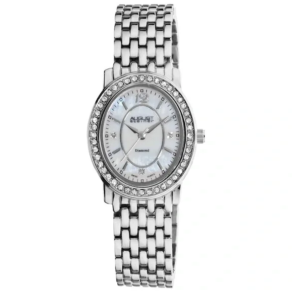 NEW August Steiner Silver-Tone Women's Watch with Crystal Accents - Picture 2 of 4